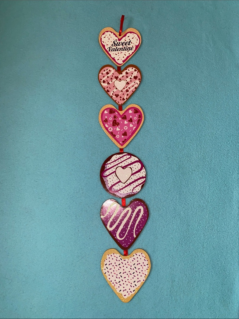 Valentine Heart Hanging Garland Wall Tapestry - Pink & Purple